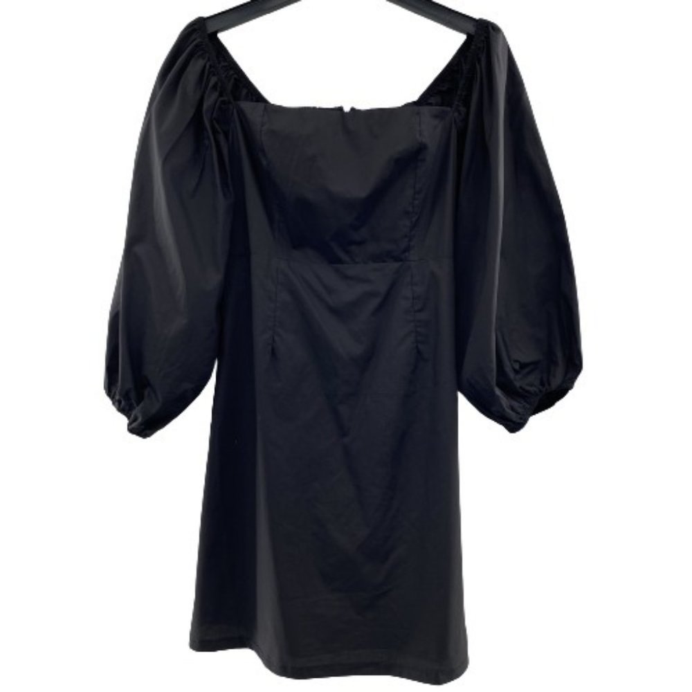Pomander Place Tuckernuck Square Neck Chloe Mini Dress Black Puff Sleeve sz XXL - Picture 3 of 7